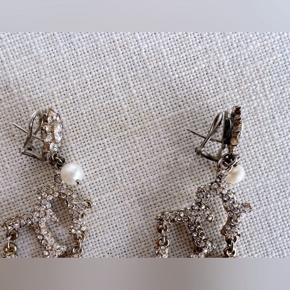 Vintage Badgley Mischka Fine Jewelry Crystal & Genuine Pearl Coral Earrings - Picture 6 of 6